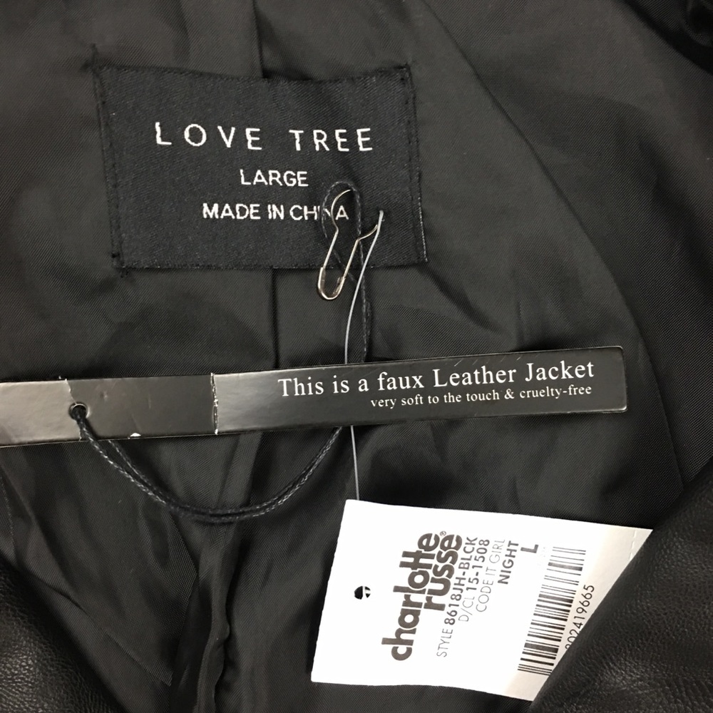 Faux Leather Moto Jacket with Silver Accents - Picture 6 of 8